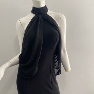 Xscape Black Halter Neck Dress Size 8 (C)